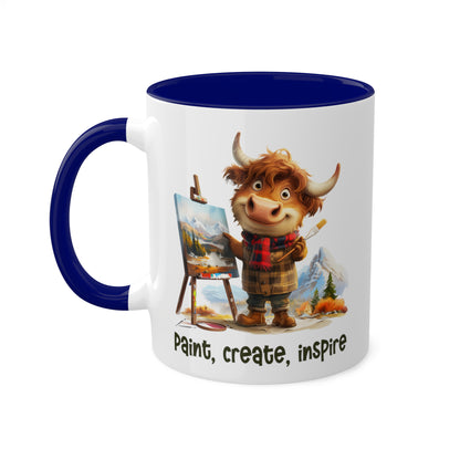 Highland Cow Painting Artist Mug