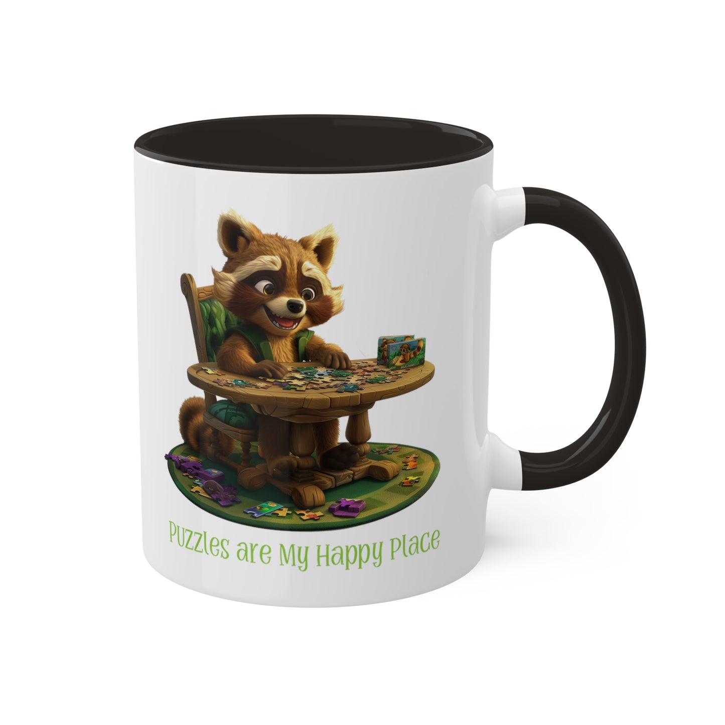 Raccoon Puzzler Mug