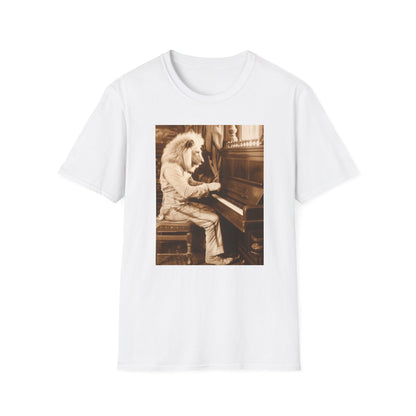 Western Vintage Lion Playing Piano Softstyle T-Shirt