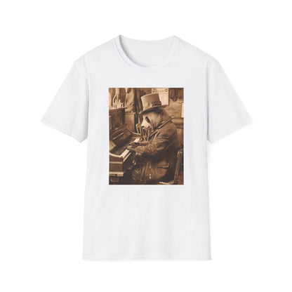 Western Vintage Panda Bear Playing Piano Softstyle T-Shirt