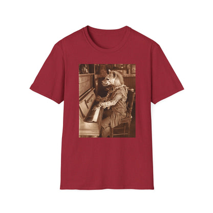 Western Vintage Bear Playing Piano Softstyle T-Shirt