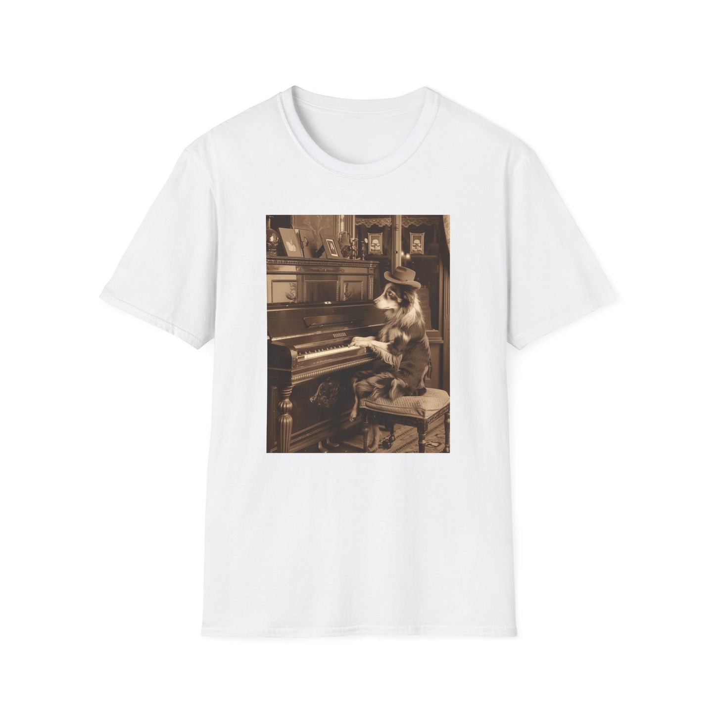 Vintage Western Australian Shepherd Dog Piano Softstyle T-Shirt