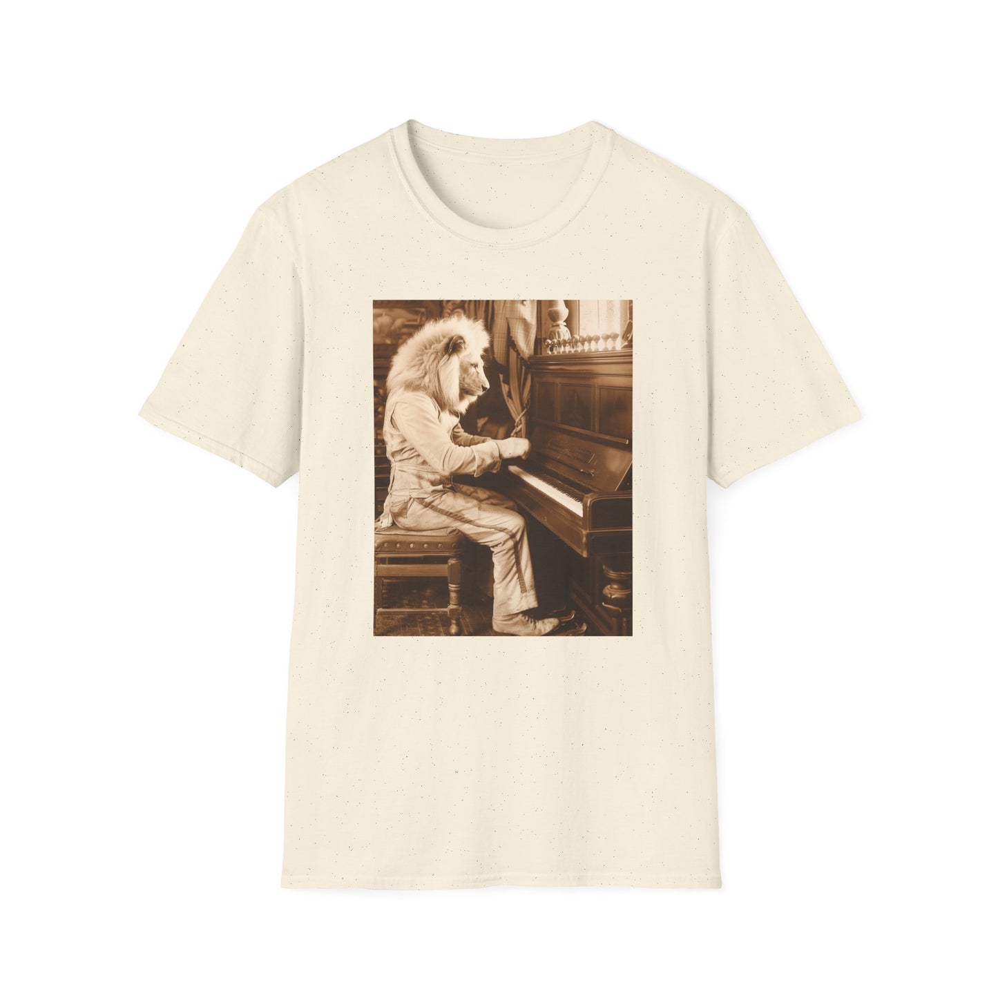 Western Vintage Lion Playing Piano Softstyle T-Shirt