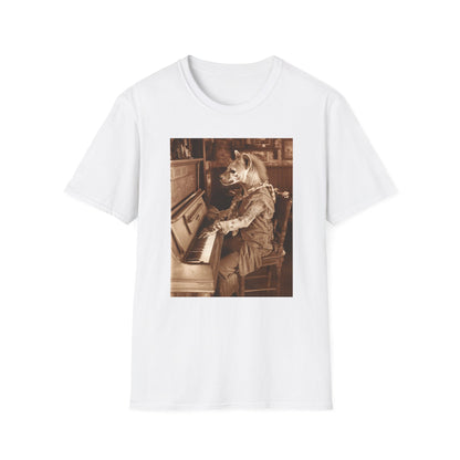 Western Vintage Bear Playing Piano Softstyle T-Shirt