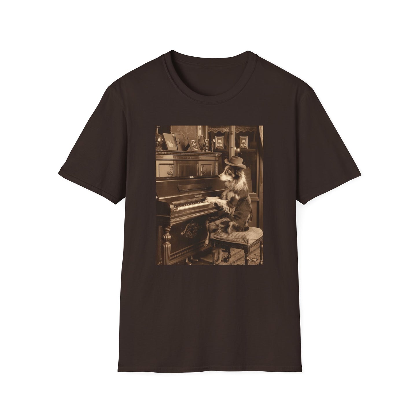 Vintage Western Australian Shepherd Dog Piano Softstyle T-Shirt