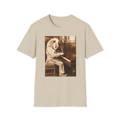 Western Vintage Lion Playing Piano Softstyle T-Shirt