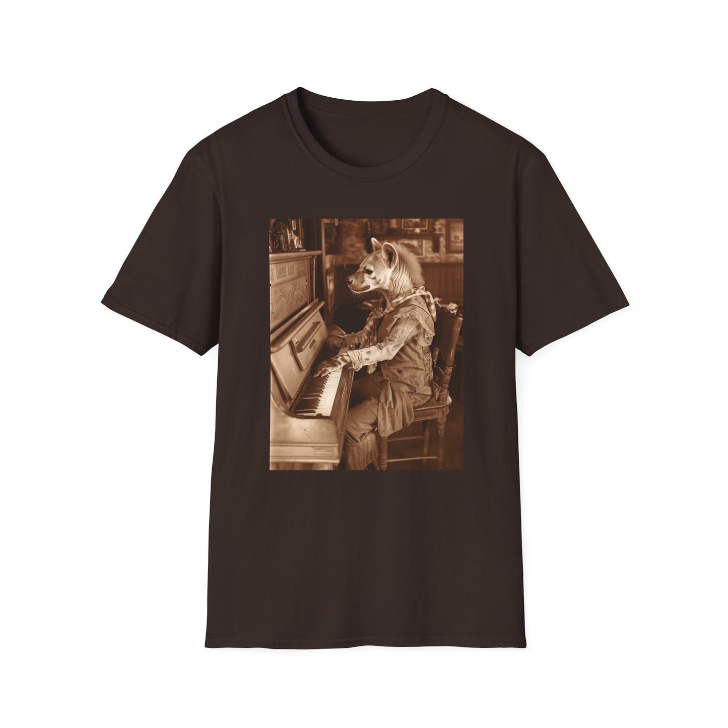 Western Vintage Bear Playing Piano Softstyle T-Shirt