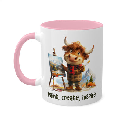 Highland Cow Painting Artist Mug