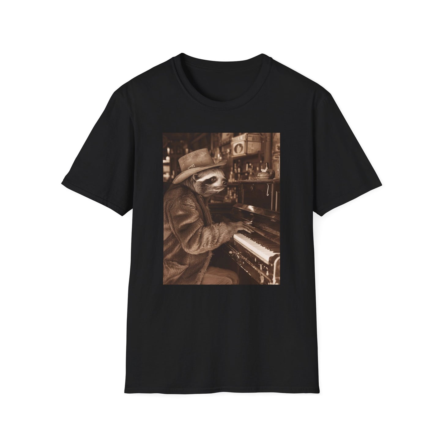 Vintage Western Sloth Piano Softstyle T-Shirt