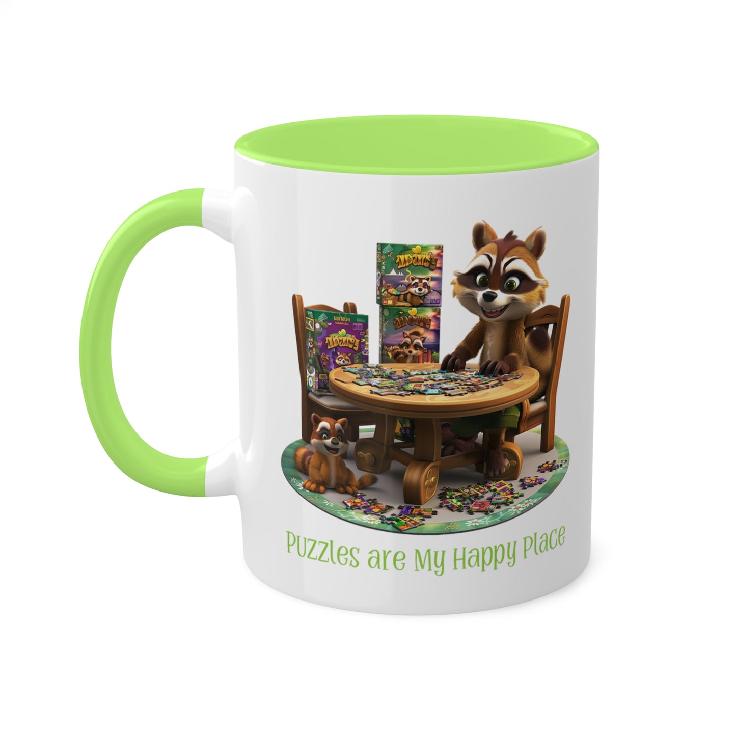 Raccoon Puzzler Mug