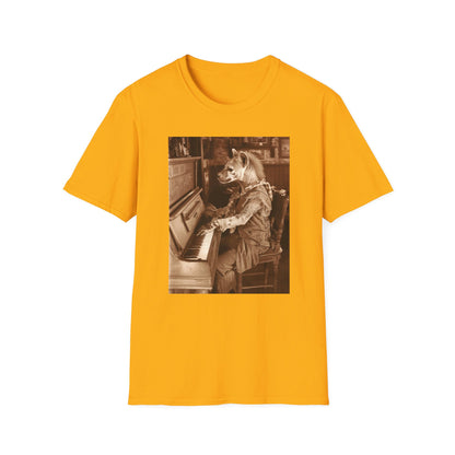 Western Vintage Bear Playing Piano Softstyle T-Shirt