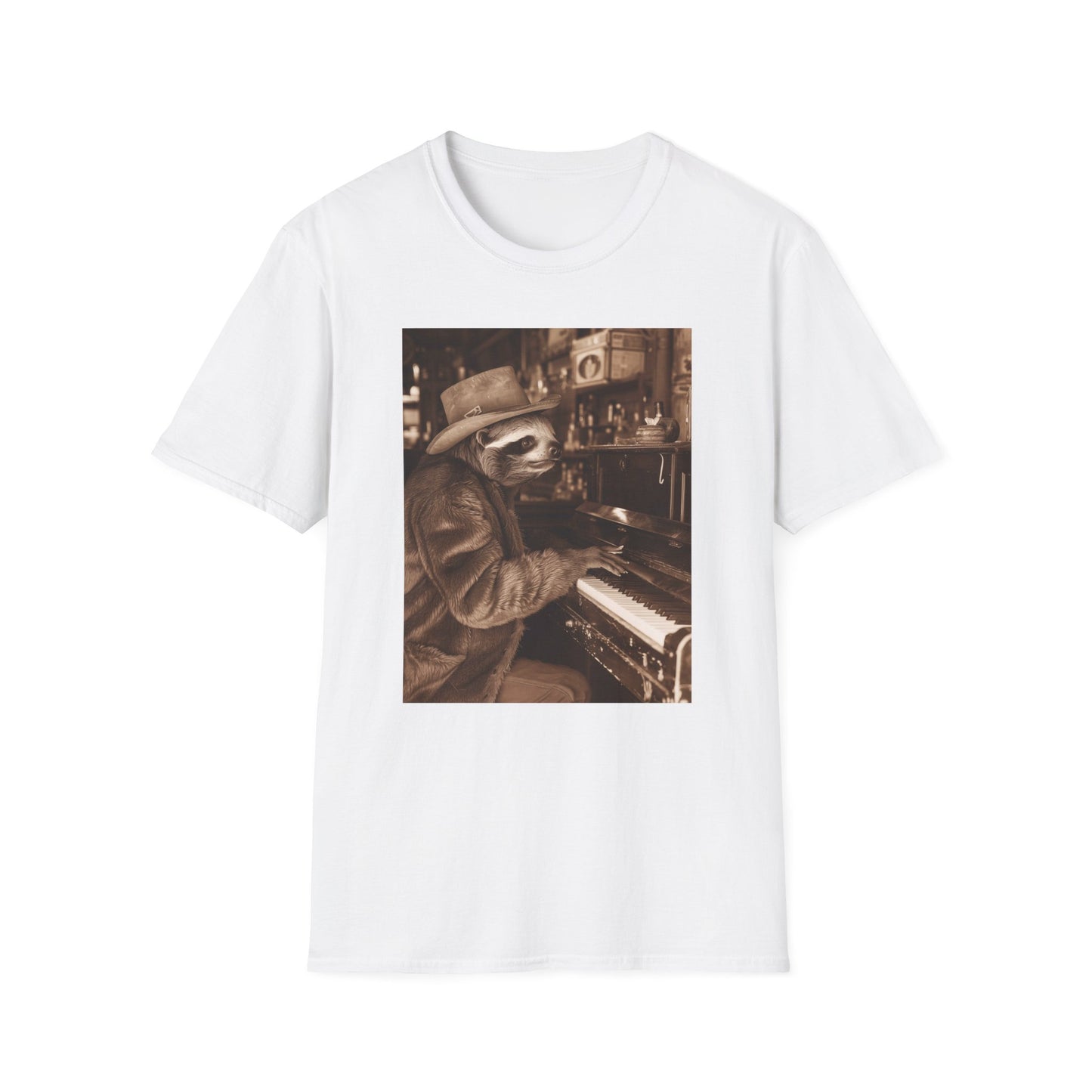 Vintage Western Sloth Piano Softstyle T-Shirt