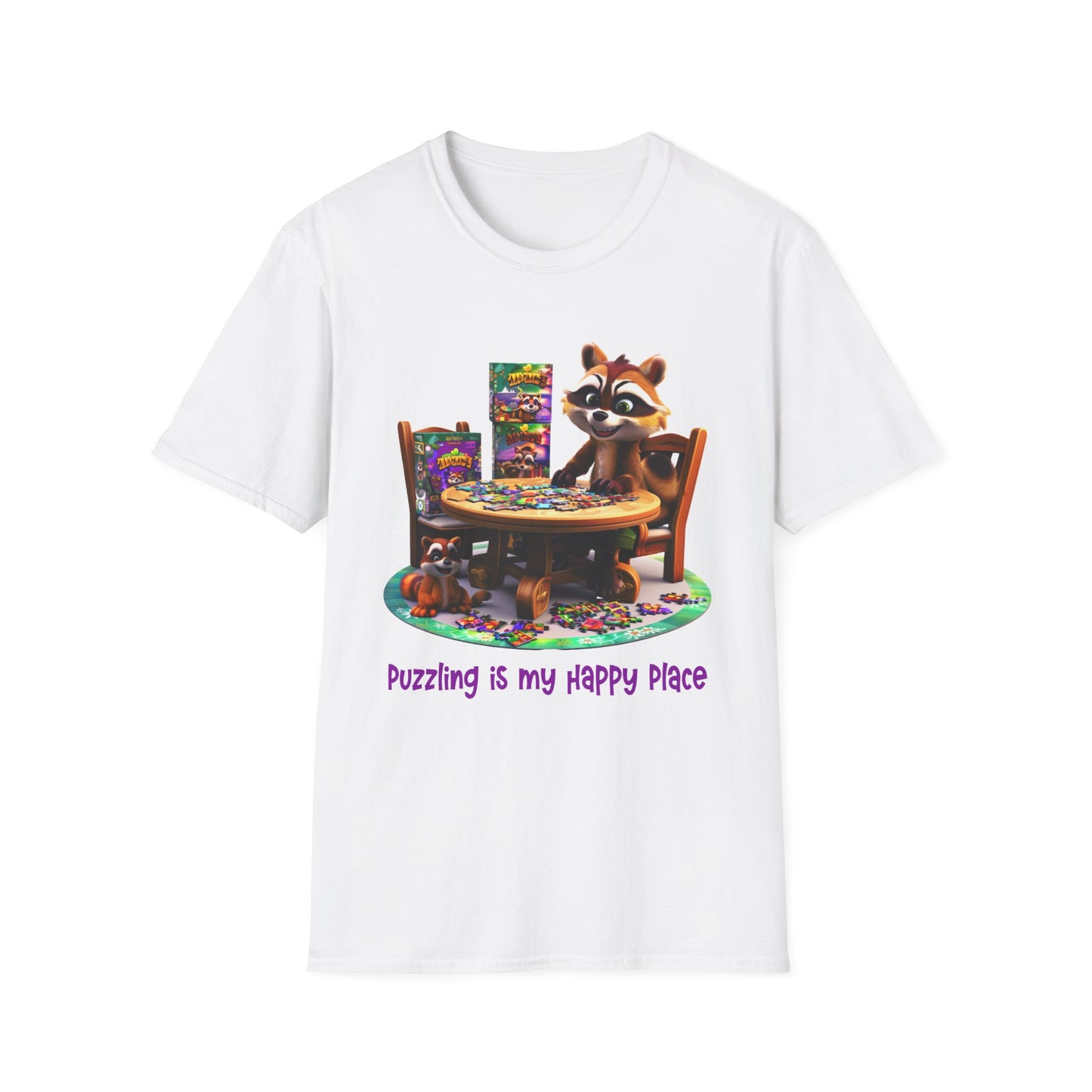 Raccoon Puzzler Softstyle T-Shirt