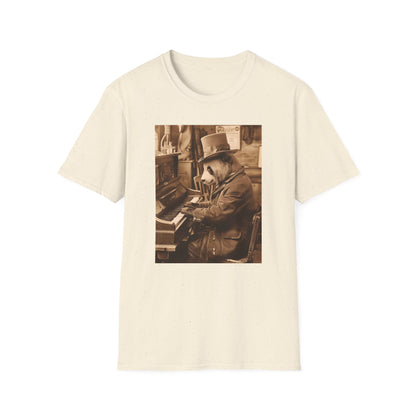 Western Vintage Panda Bear Playing Piano Softstyle T-Shirt