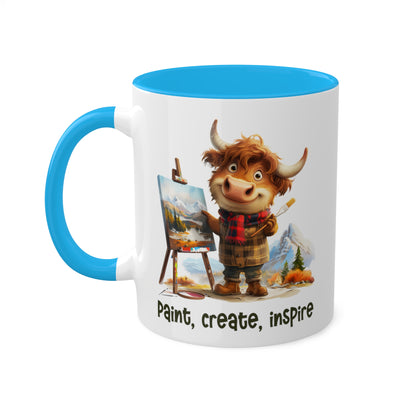 Highland Cow Painting Artist Mug