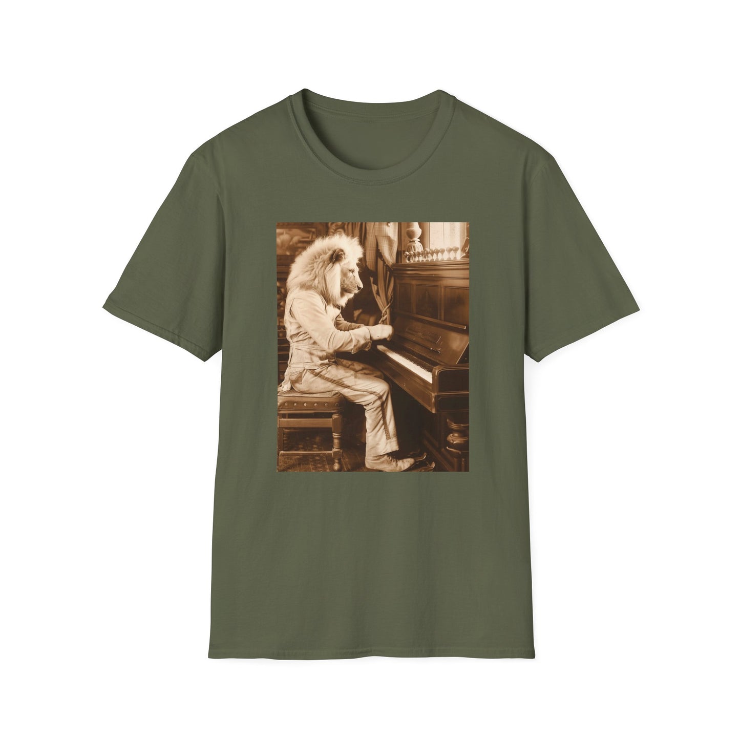 Western Vintage Lion Playing Piano Softstyle T-Shirt