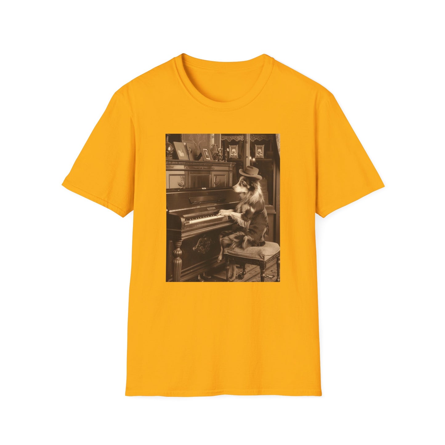 Vintage Western Australian Shepherd Dog Piano Softstyle T-Shirt