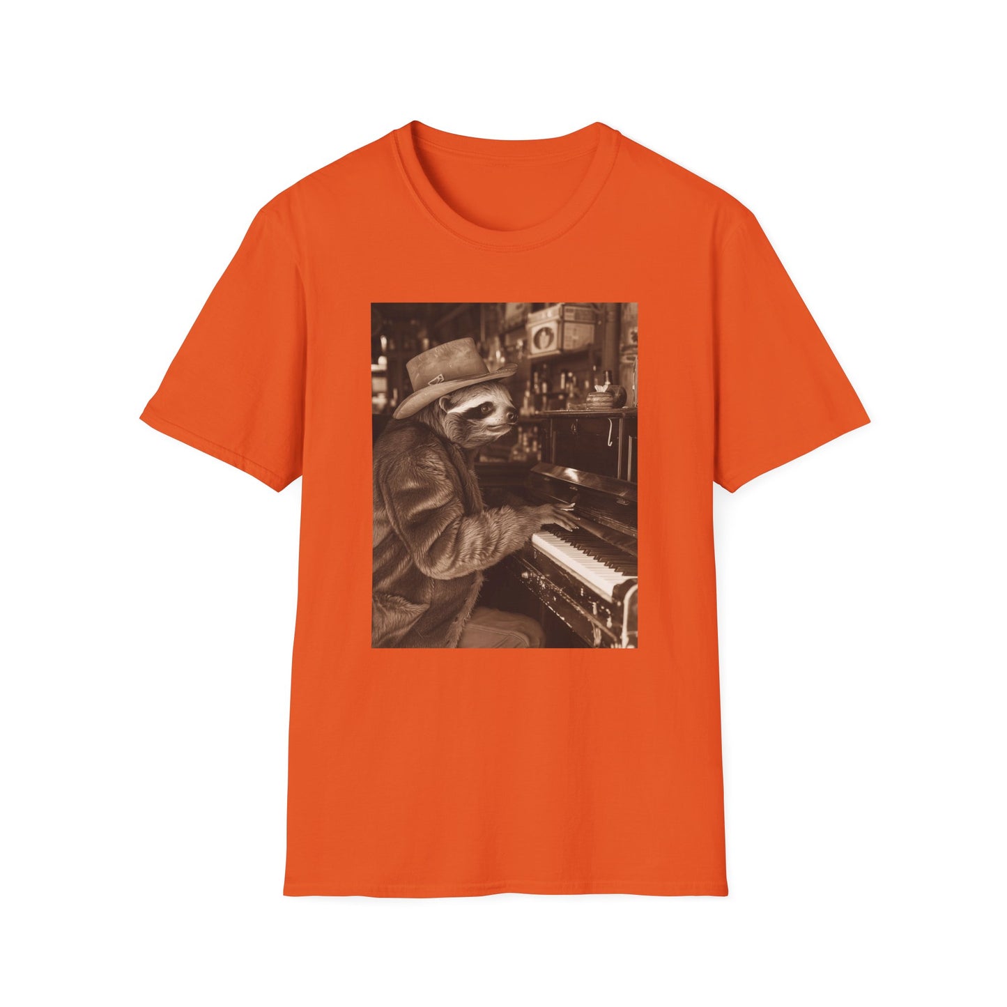 Vintage Western Sloth Piano Softstyle T-Shirt