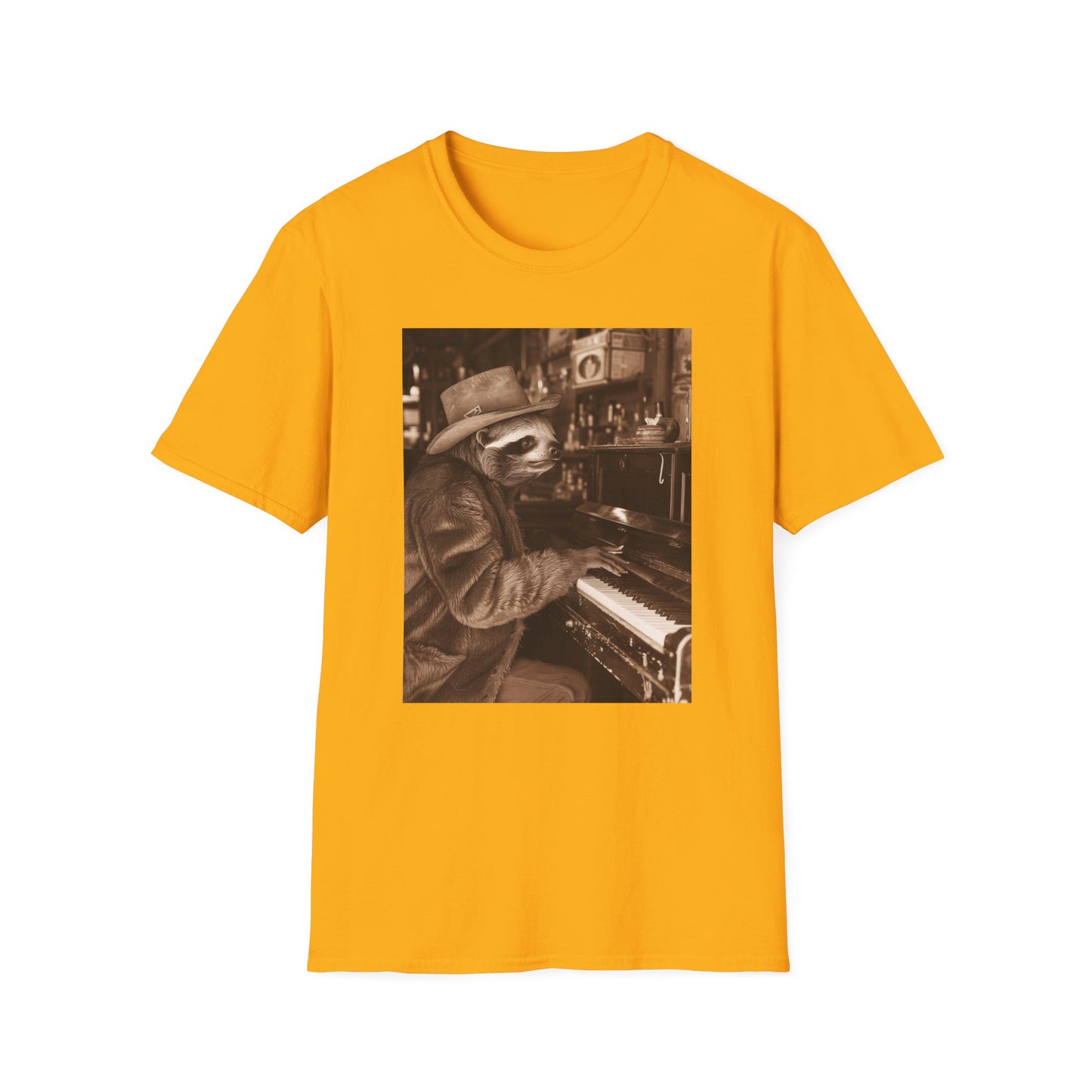 Vintage Western Sloth Piano Softstyle T-Shirt