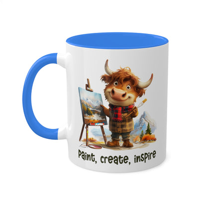 Highland Cow Painting Artist Mug