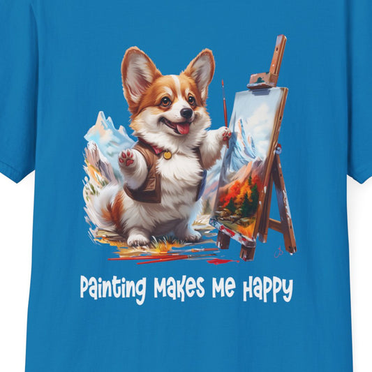 Corgi Dog Painter Softstyle T-Shirt