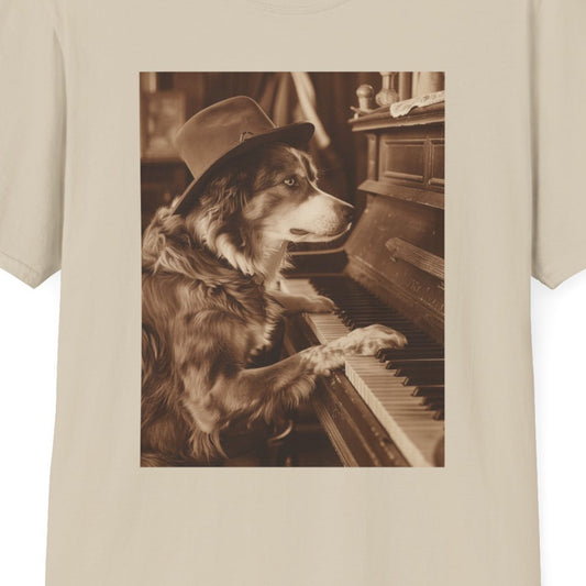 Vintage Western Australian Shepherd Dog Piano Softstyle T-Shirt