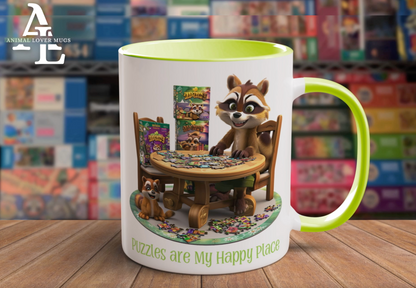 Raccoon Puzzler Mug