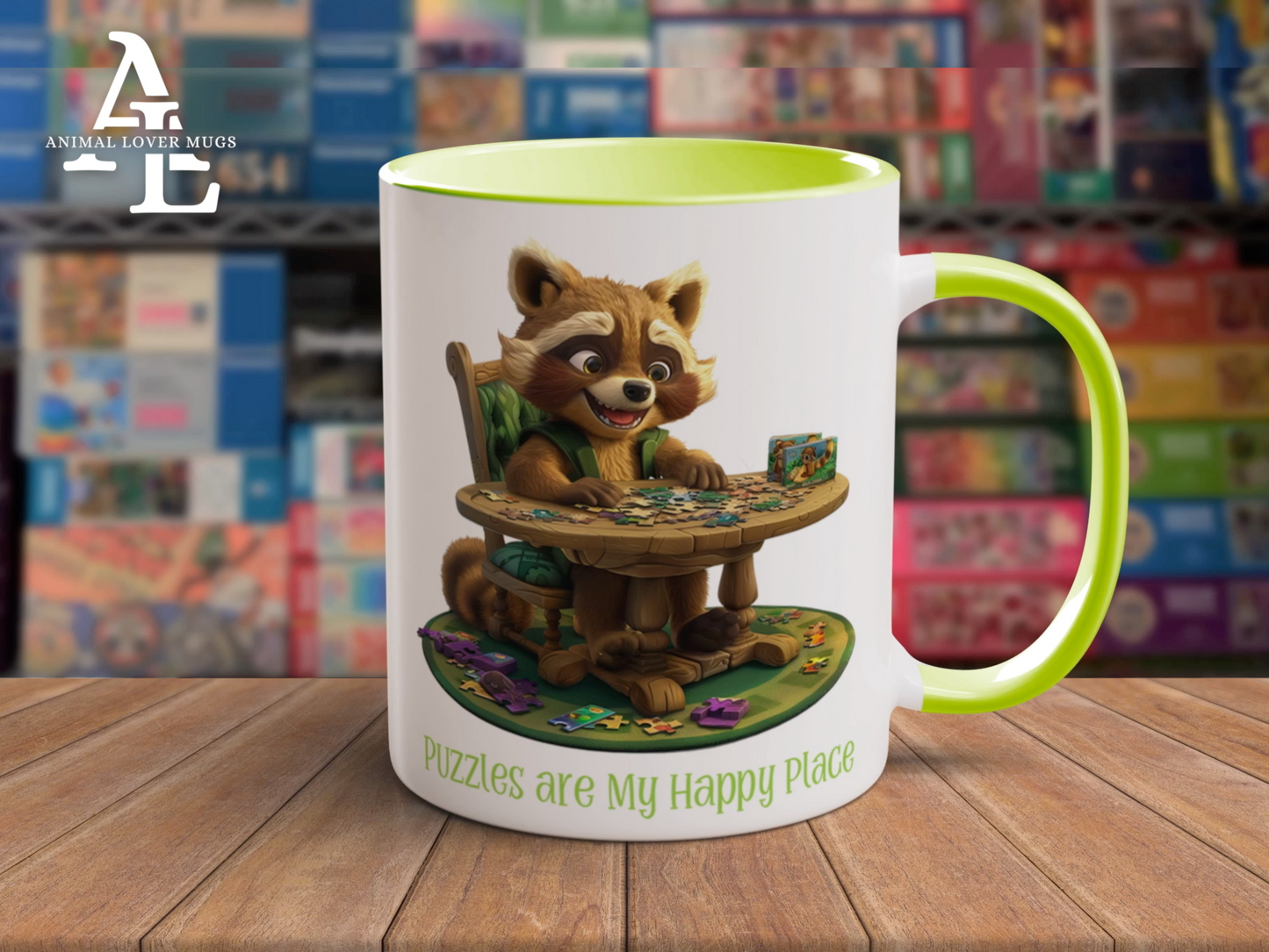 Raccoon Puzzler Mug