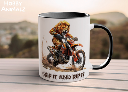 Lion Dirt Biker Mug