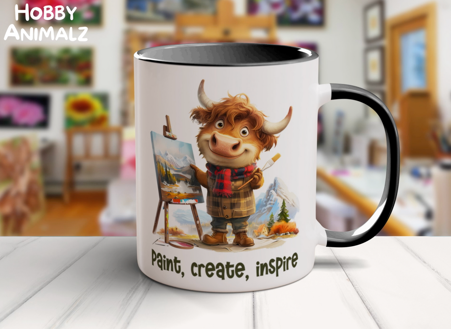 Highland Cow Painting Artist Mug