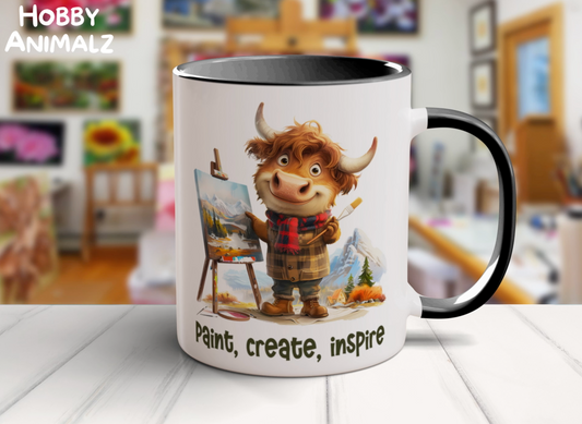 Highland Cow Painting Artist Mug