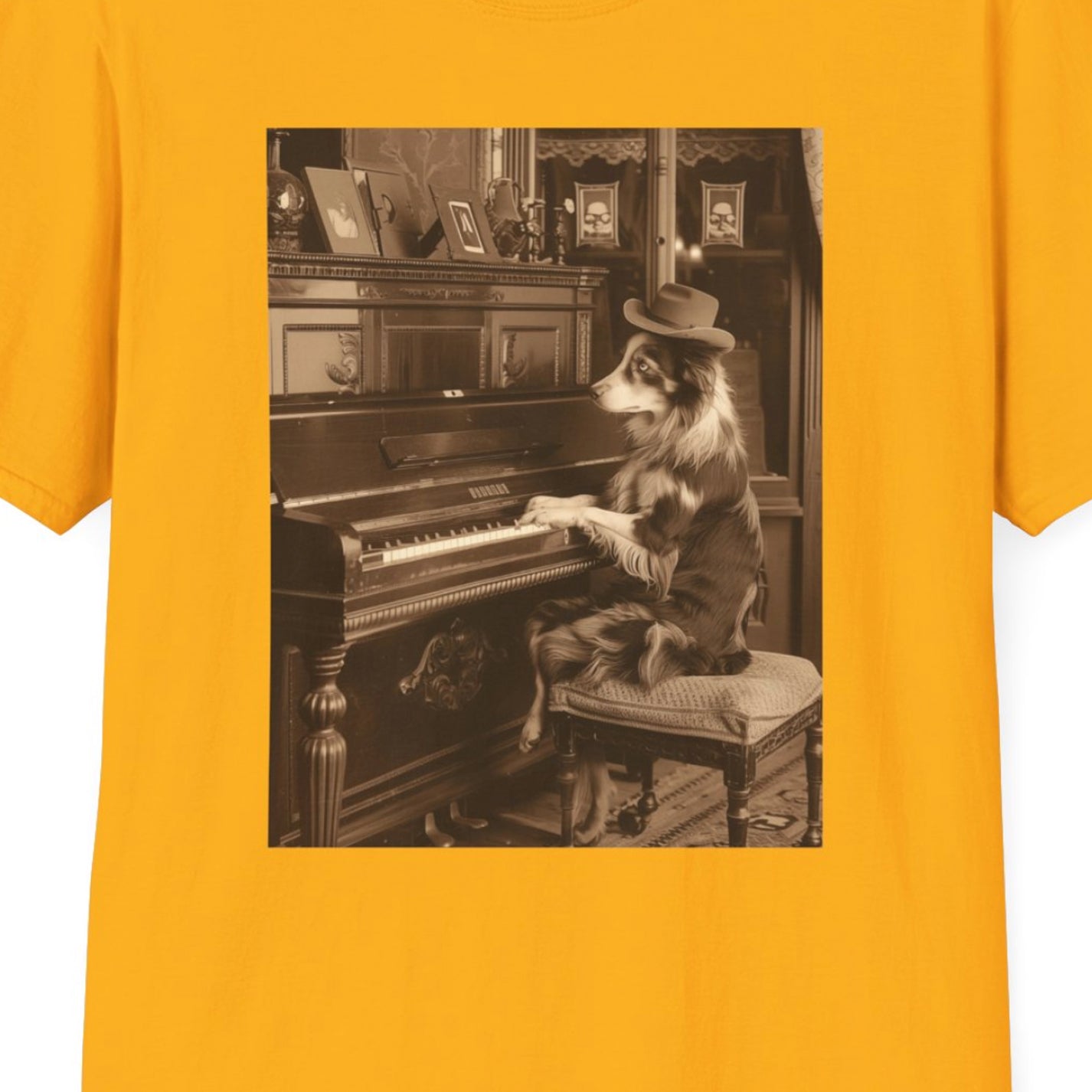 Vintage Western Australian Shepherd Dog Piano Softstyle T-Shirt