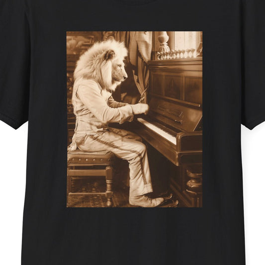 Western Vintage Lion Playing Piano Softstyle T-Shirt