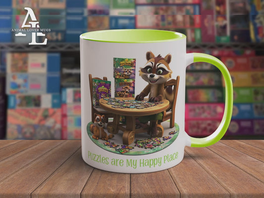 Raccoon Puzzler Mug