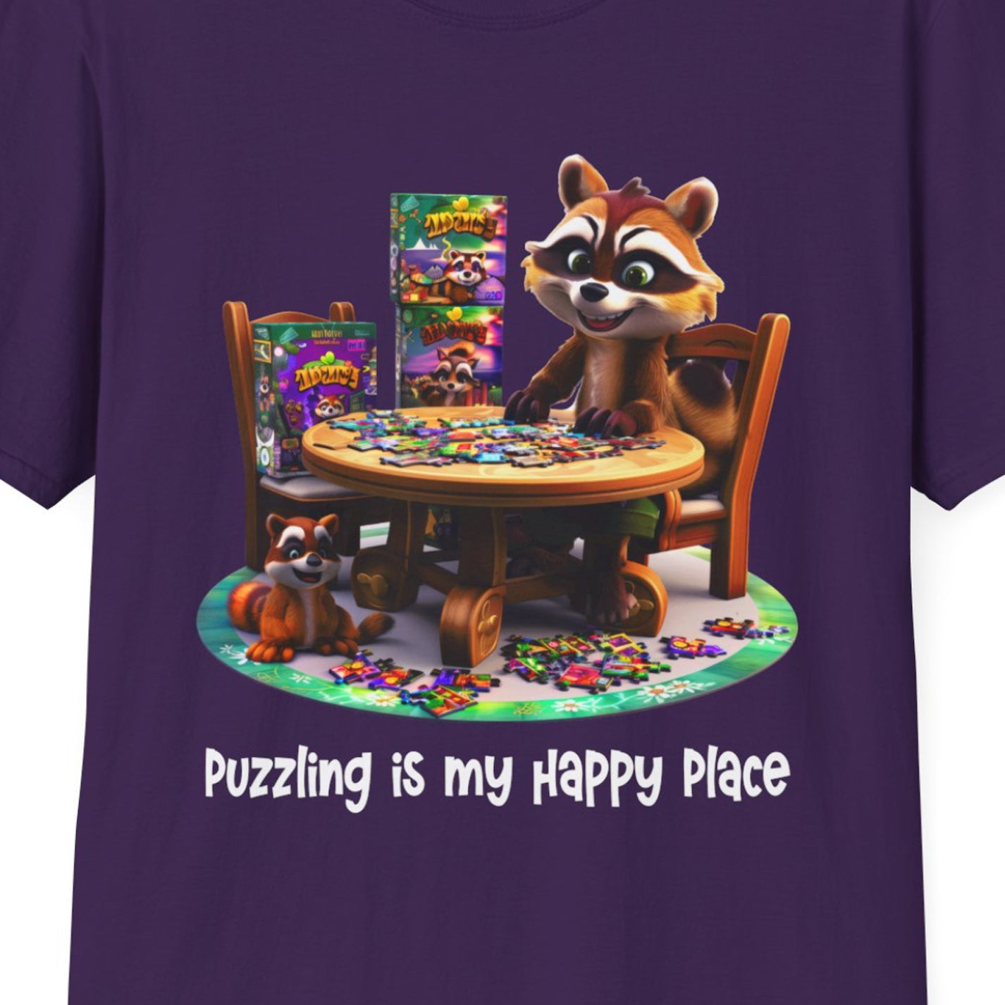 Raccoon Puzzler Softstyle T-Shirt